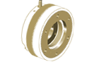 Close-up of an electromagnetic tooth holding brake featuring a precise tooth engagement system and sturdy housing.