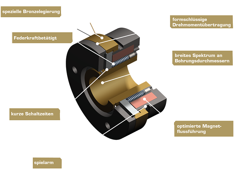 3D-Rendering der elektromagnetischen Zahnkupplung Typ 558, das das detaillierte Design und die Funktionsweise zeigt.