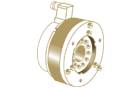 Representación 3D de un embrague de fricción de polos con diseño compacto para una transmisión de par fiable en sistemas automatizados.