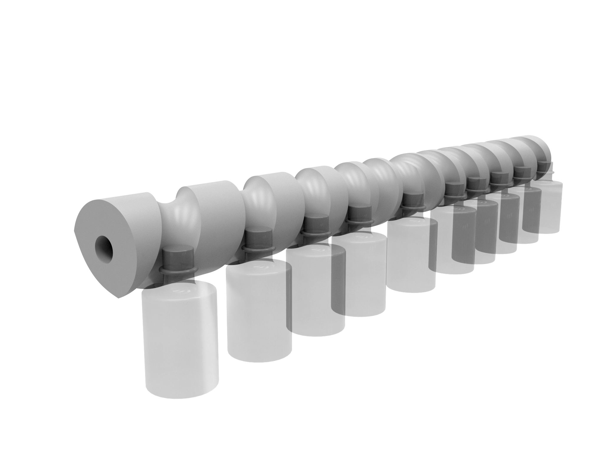 3D-weergave van een vulsysteem met geïntegreerde koppelingseenheid