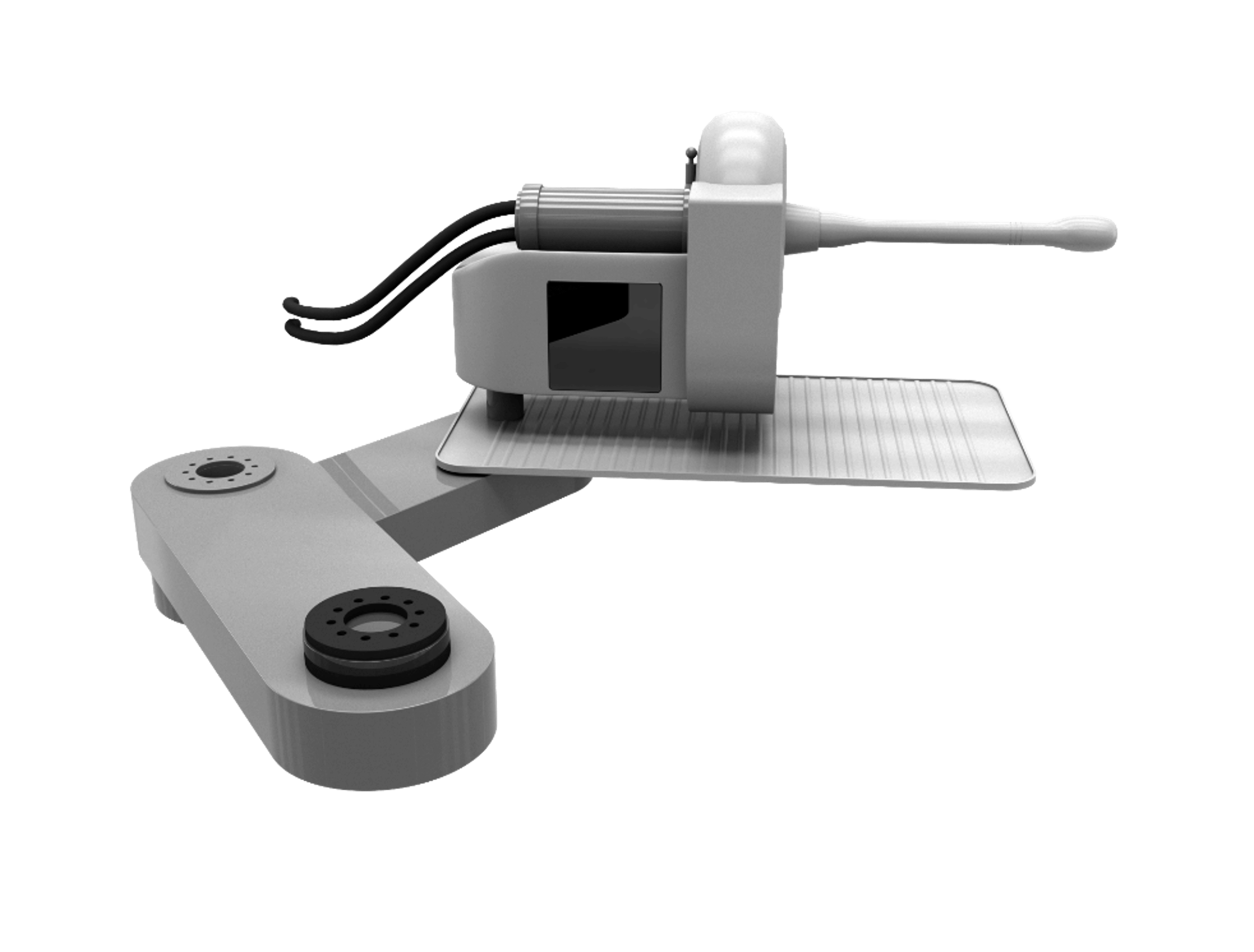 Medische arm met apparatuur en koppeling voor flexibele en veilige positionering