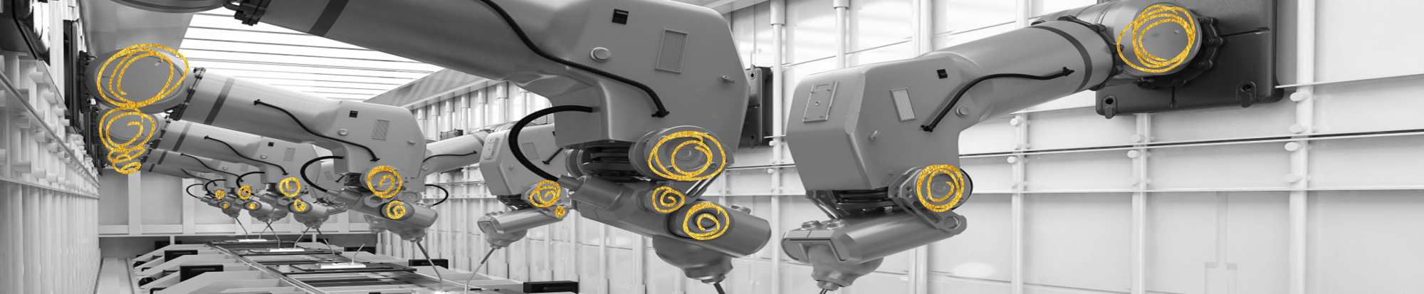 Robot arm in an assembly environment equipped with a coupling for precise motion control