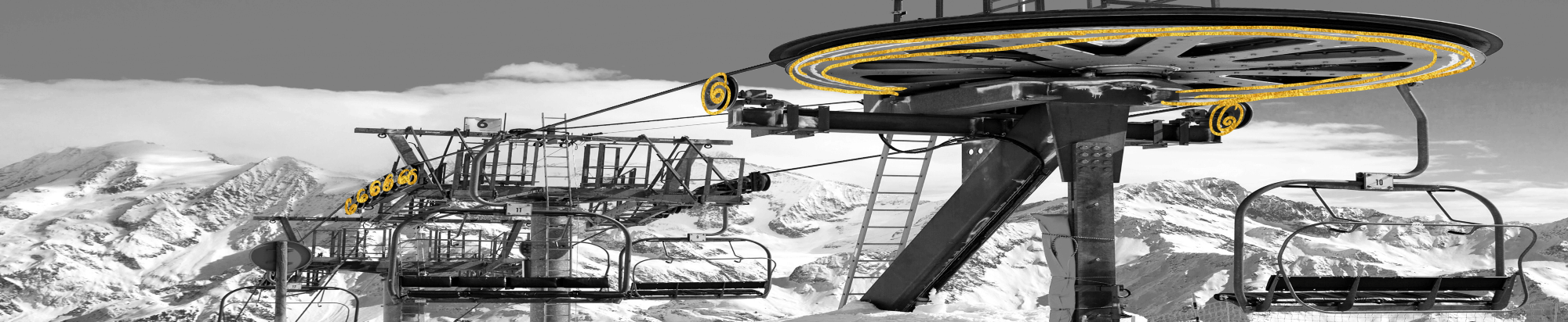 Modern gondola cable car equipped with integrated coupling and brake for safe and controlled transport