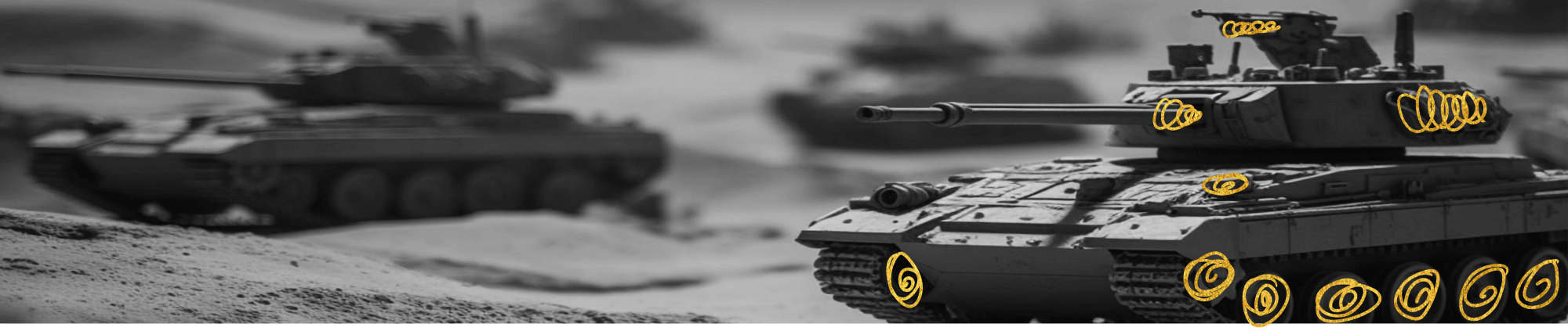 Image of a military tank equipped with a clutch and brake system for drivetrain control
