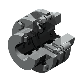 Deeldoorsnede van ServoFlex type 318 toont spelingsvrije elastische koppeling en componentintegratie.