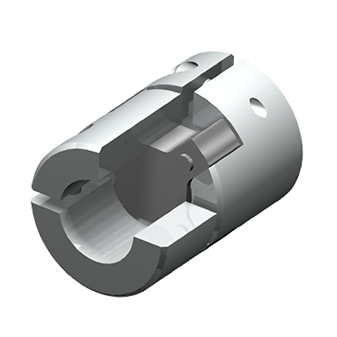3D-weergave van een torsioneel elastische koppeling type 325 die elastische koppeloverdracht en onderdelen toont.