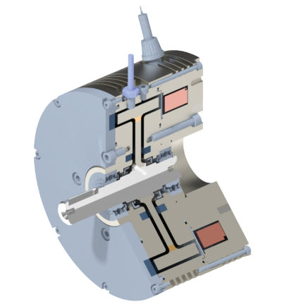 Hochwertiges 3D-Modell der magnetorheologische Fluidbremse Typ 456, das Design und Funktionsweise anschaulich darstellt.