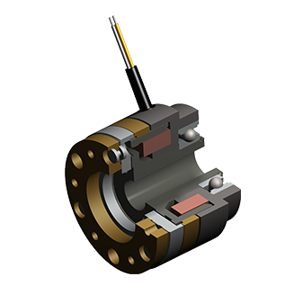 Hochauflösende 3D-Visualisierung einer elektromagnetischen Zahnkupplung Typ 549 mit deutlich sichtbaren Zahnrädern und Magnetkomponenten