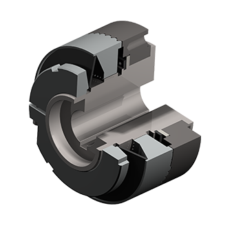 Functionele doorsnede van Sec-Matic type 587 met mechanisch vergrendelingsprincipe voor betrouwbare koppelbegrenzing.